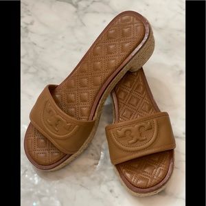 Tory Burch Fleming quilted espadrille slide sandal